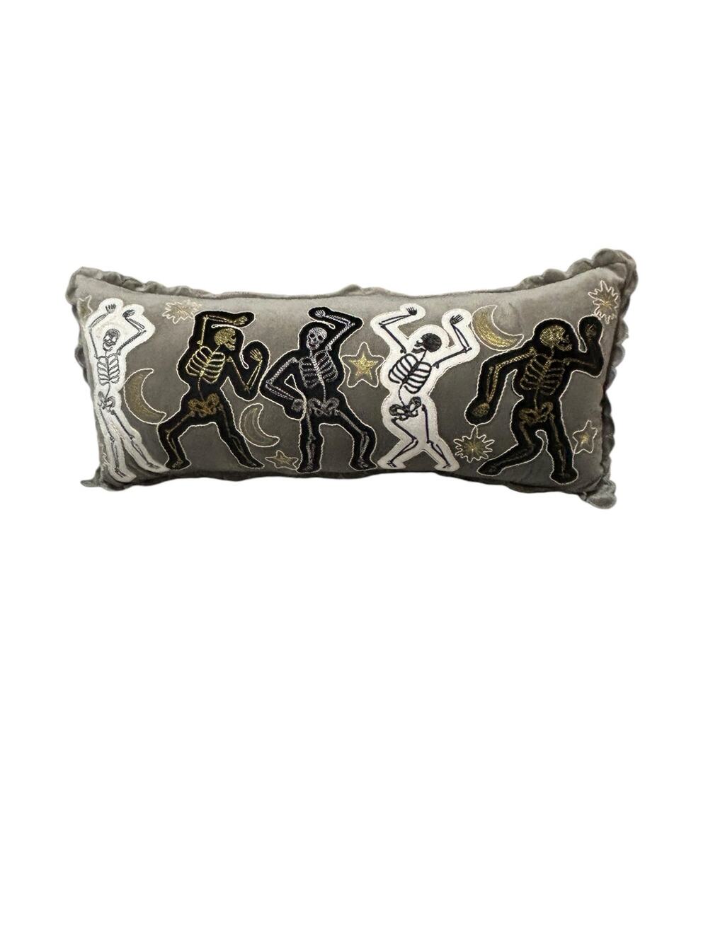 Haunted Little Home NWOT Halloween Dancing Skeletons Long Cushion Throw Pillow